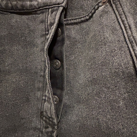 We The Free Black Frayed Asymmetrical Wrap Mini with Button Fly Closure. - Picture 4 of 5